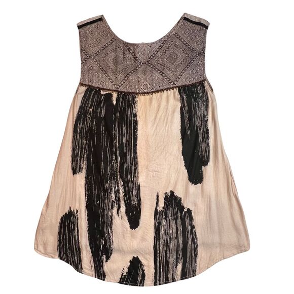 Floreat Anthropologie Blouse Women 6 Western Fringe Aztec Tribal Boho Chic Tunic - Picture 2 of 11